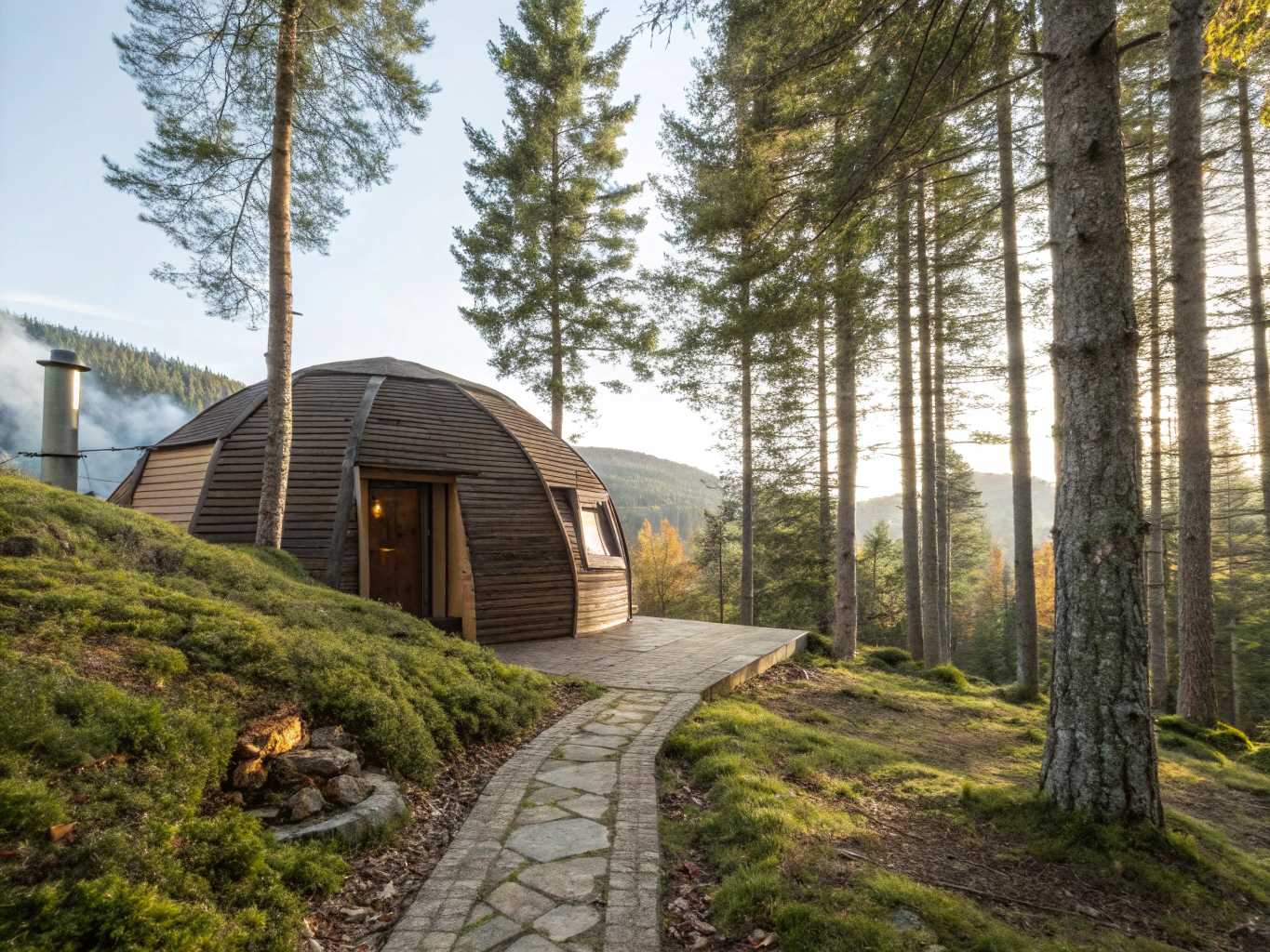 Natural timber shelter and reflective glade at Mbin Ndem Ark of the 7th Covenant