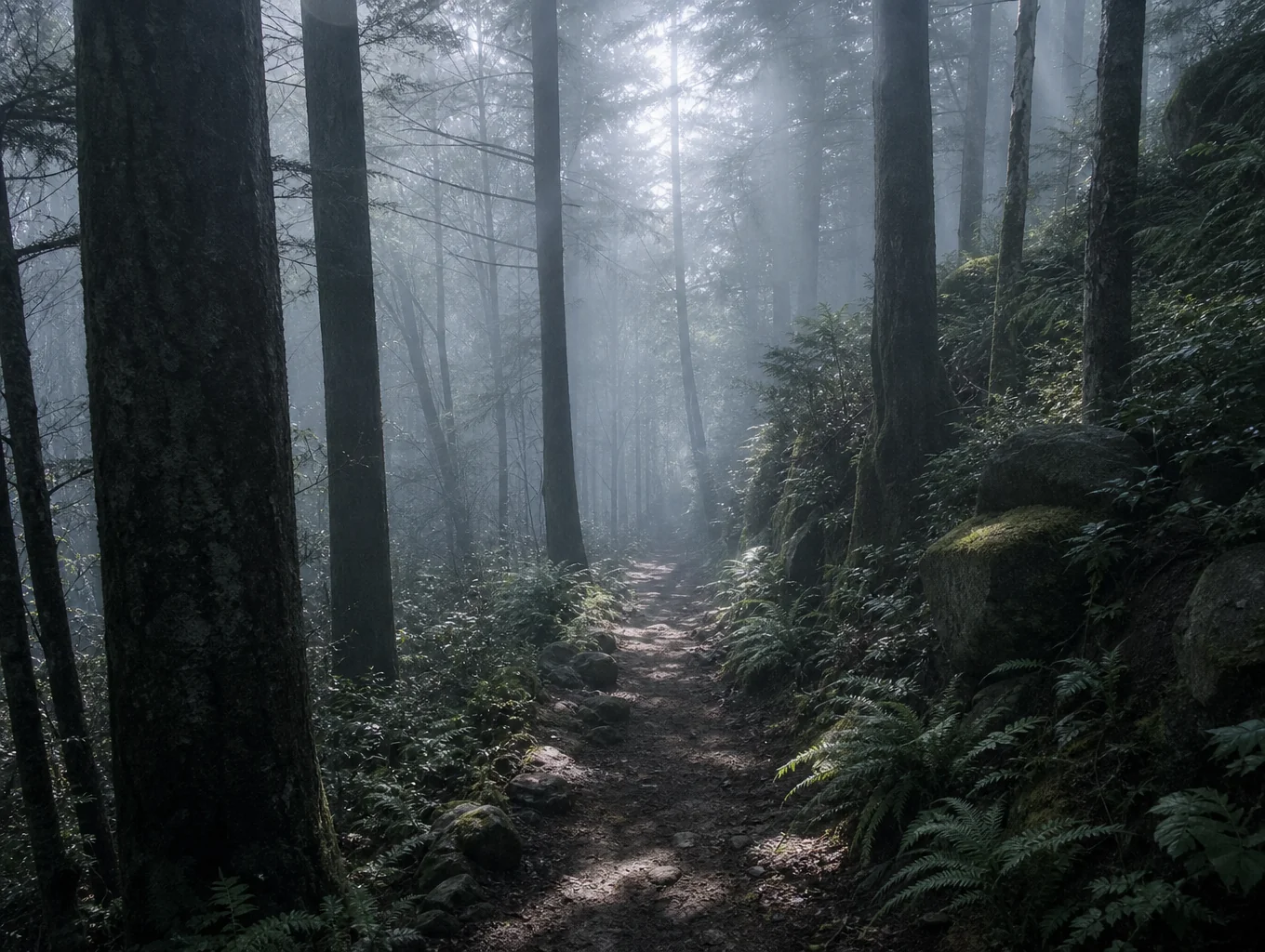 Peace Road lush tropical forest walking trail at Mbin Ndem