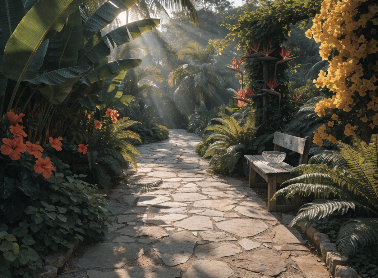 Sunlight filtering through lush tropical canopy along the Mbin Ndem forest trail in Buea